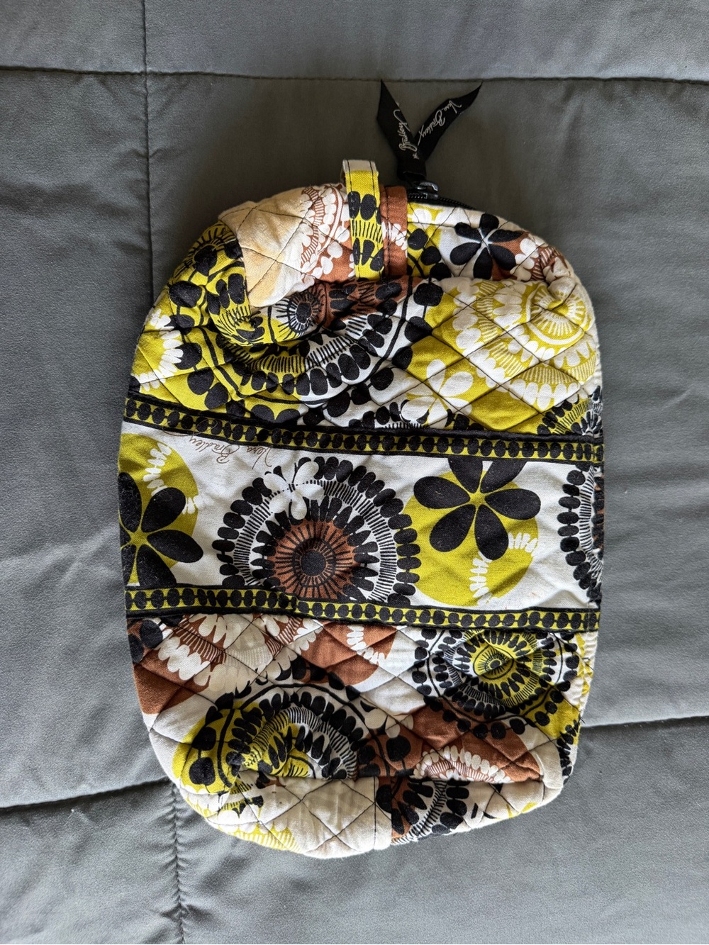 Vera Bradley Yellow Black White Quilted Travel Cosmetic Bag